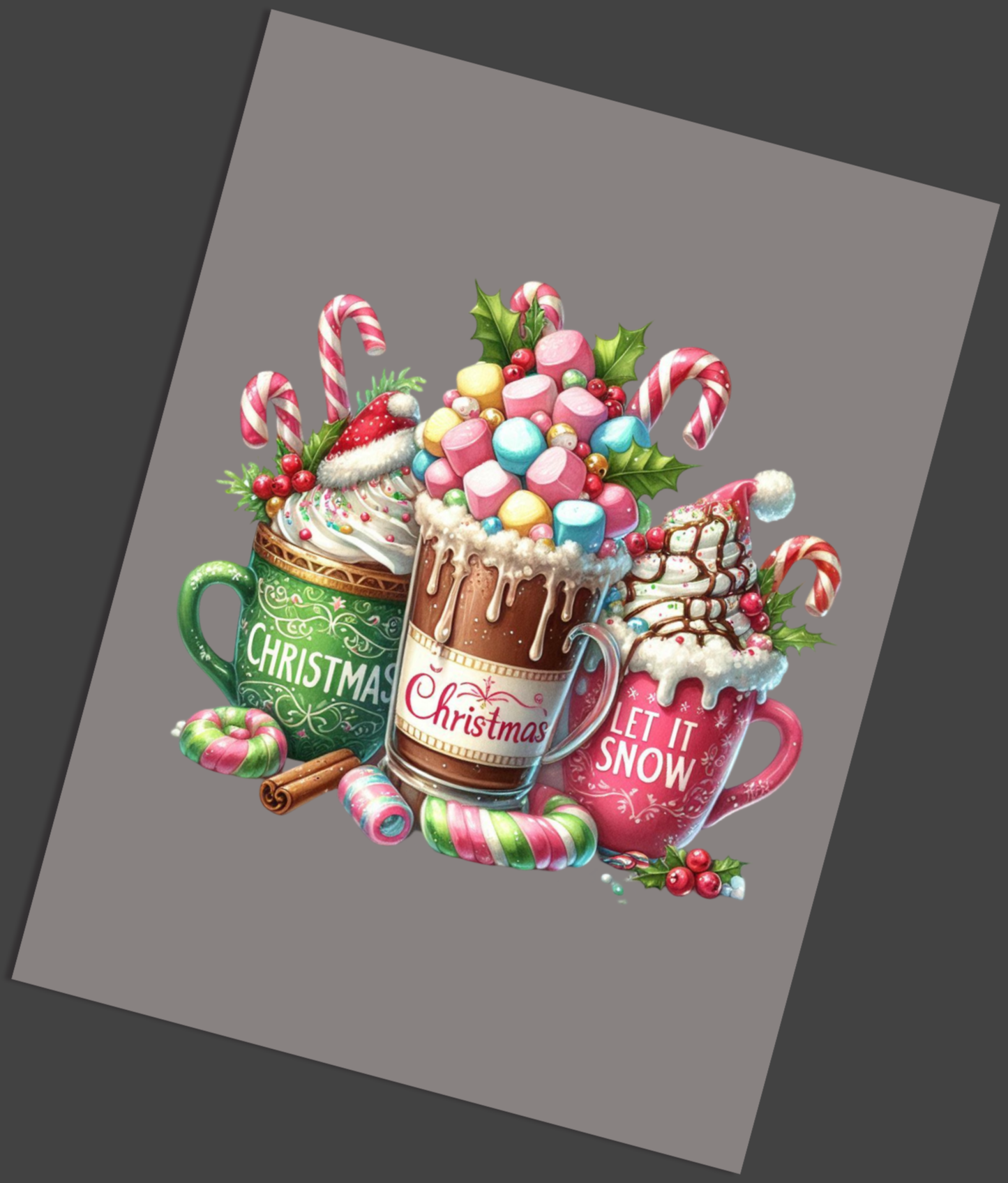 Let It Snow Christmas Marshmallow Drinks DTF Transfer - Snazzy Dudds