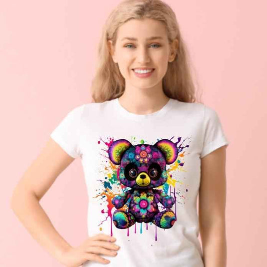 Colourful Bear Unisex Crew Neck Tshirt - Snazzy Dudds