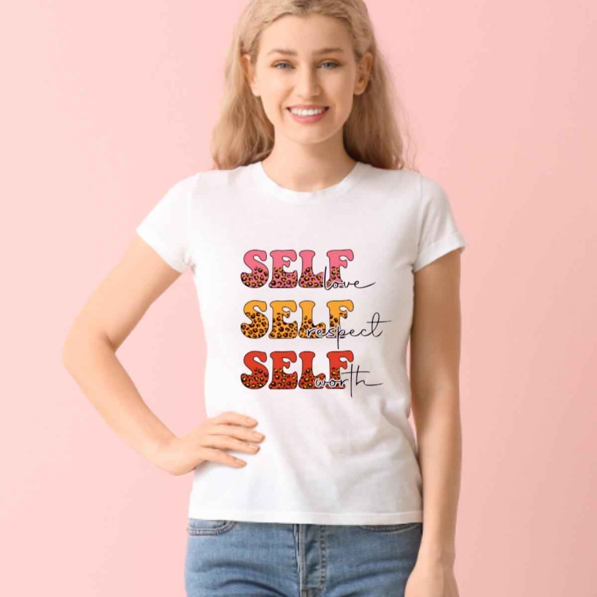 Self Love, Self Respect, Self Worth Mental Health White Tshirt - Snazzy Dudds