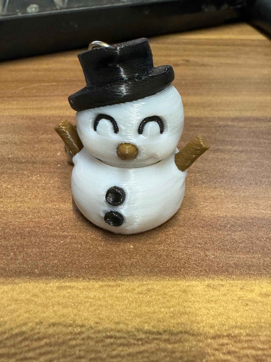 Snowman 3D Printed Spinning Fidget 3D Pla Printed Keyring, Kids & Adults ADHD 4CM High - Snazzy Dudds