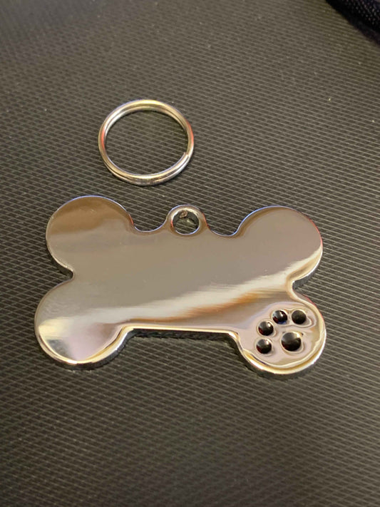 Bone Shape Coloured Paw Dog Puppy, Cat Name ID Engraved Tag - Snazzy Dudds
