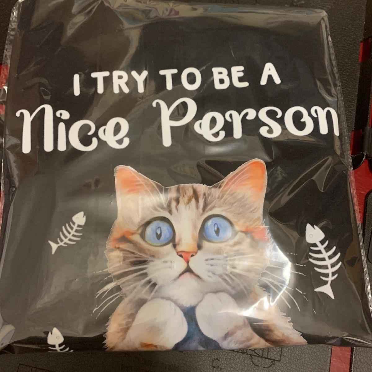 Funny Joke Sarcastic  I Try to Be A Nice Person But Sometimes My Mouth Doesn't Cooperate - Cat Tshirt - Dry Humour, Cat Lover, Tshirt 100% Cotton - Snazzy Dudds