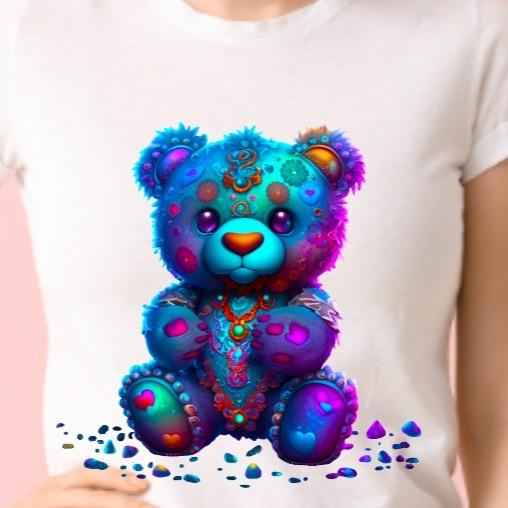 Bear with Gemstones Unisex Crew Neck Tshirt - Snazzy Dudds