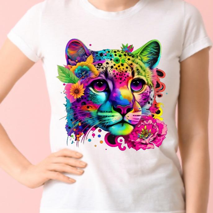 Neon Cat Unisex Crew Neck Tshirt - Snazzy Dudds