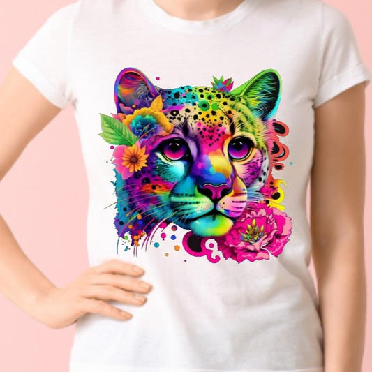 Neon Cat Unisex Crew Neck Tshirt - Snazzy Dudds