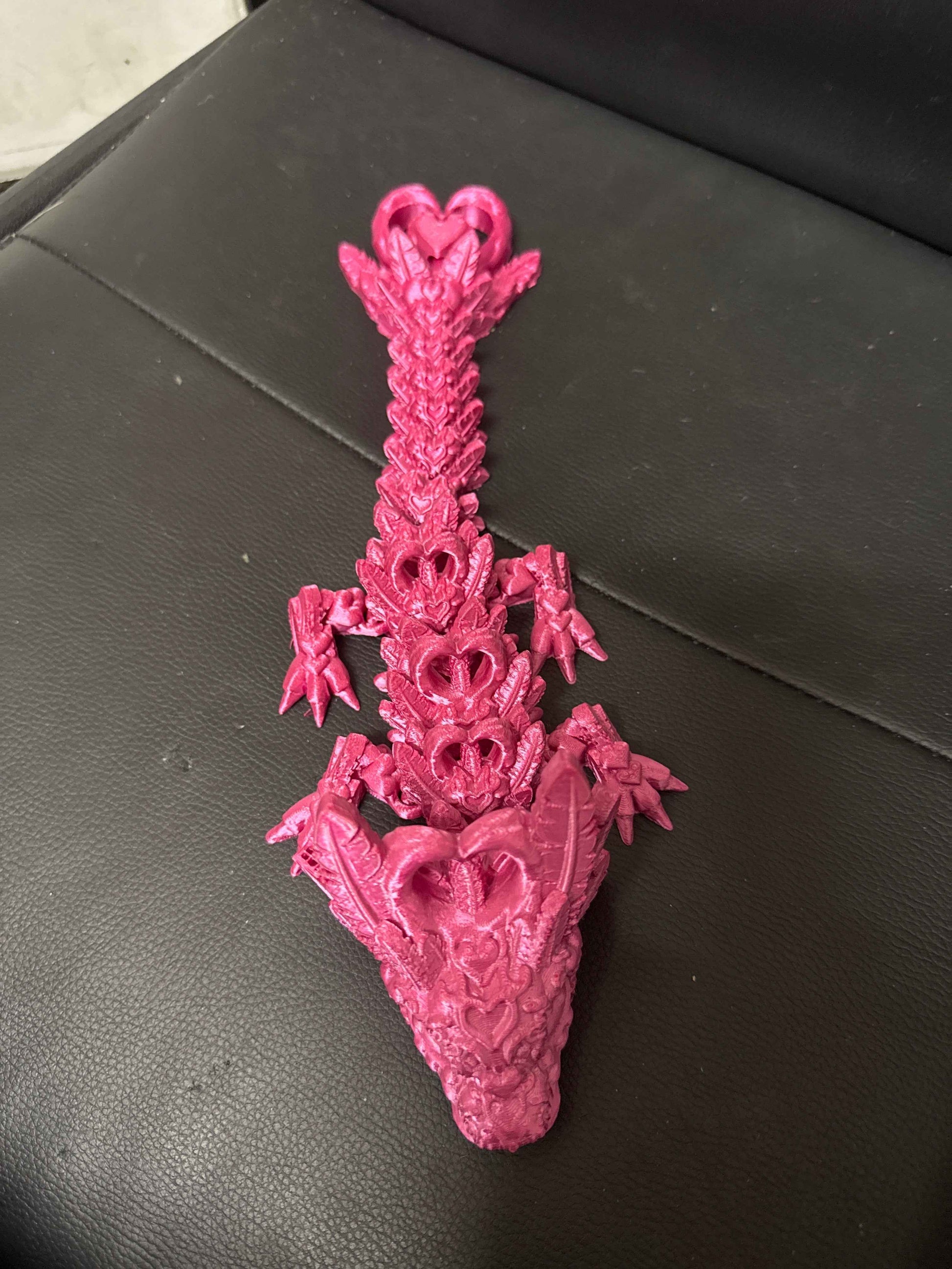 Pink Heart Flexible Fidget Valentines Day Dragon Large 3D Printed Articulated Sensory Toy For ADHD Autism Stimming Adults Kids - Snazzy Dudds