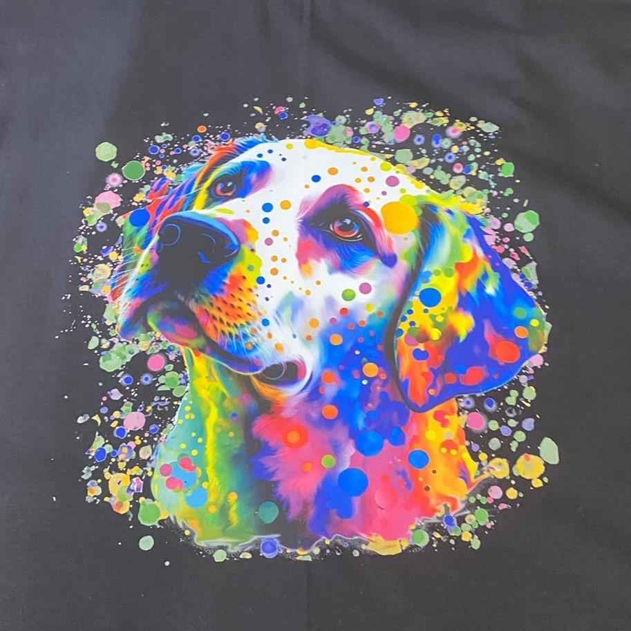 Cute Dog Colourful Labrador Unisex Crew Neck Tshirt or Casual Hoodie Black or White - Snazzy Dudds