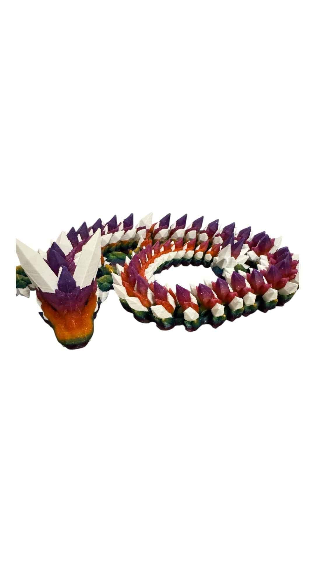 Crystal Dragon Flexible Fidget Large3D Printed Articulated Sensory Toy For ADHD Autism Stimming Adults Kids - Snazzy Dudds