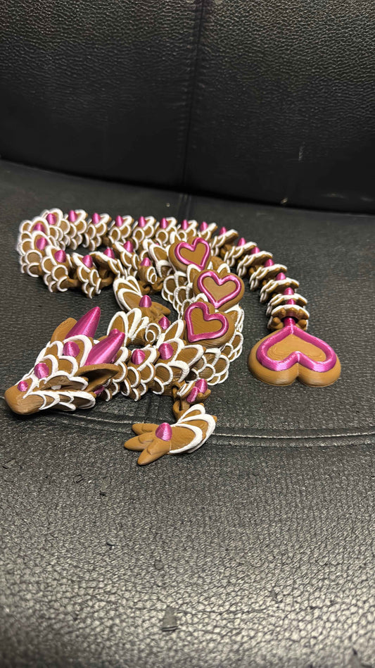 Flexible Fidget Valentines Day Heart Cookie Dragon Large3D Printed Articulated Sensory Toy For ADHD Autism Stimming Adults Kids - Snazzy Dudds