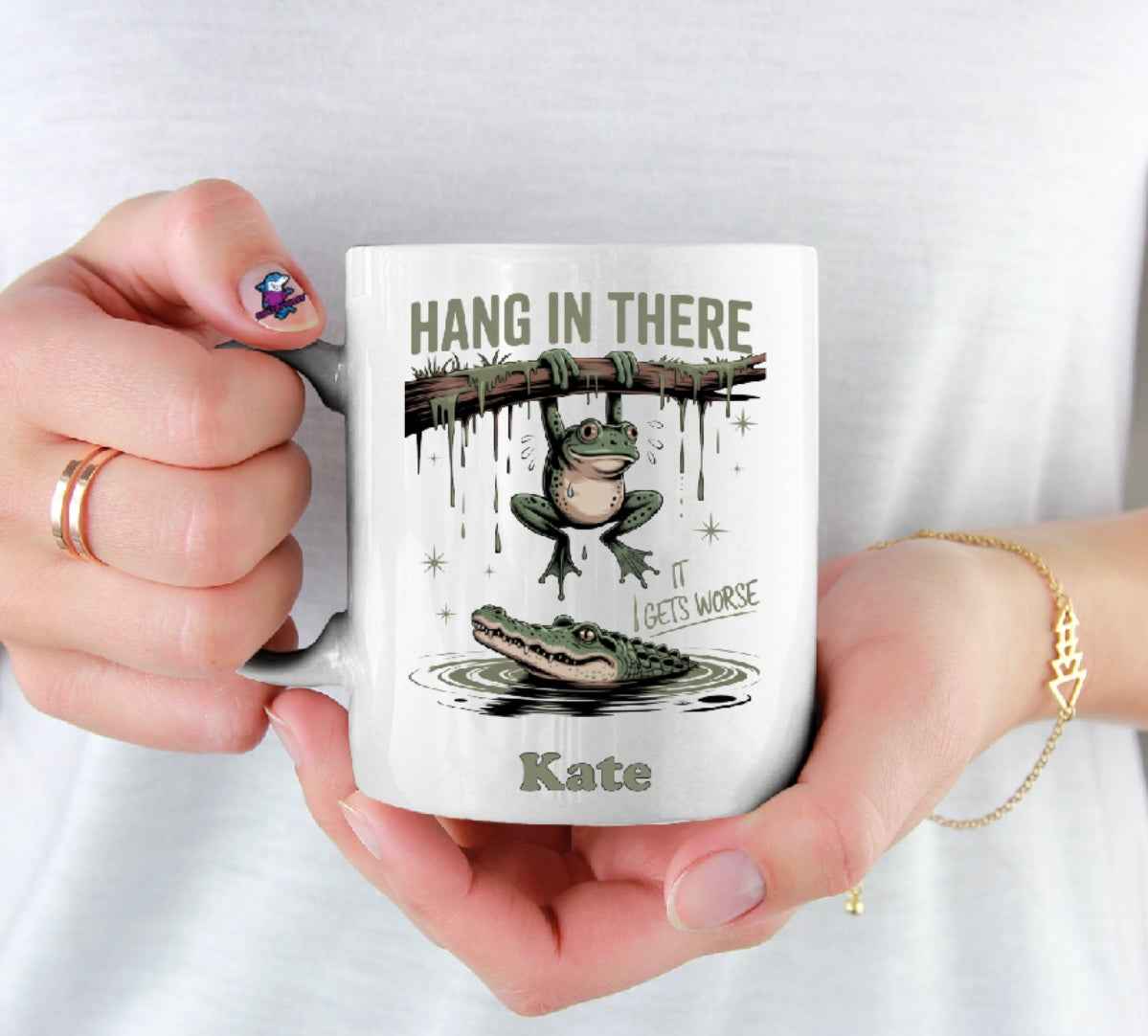 Hang In There It Gets Worse Frog Funny Sarcastic Work Gift 11oz Cup Mug - Snazzy Dudds