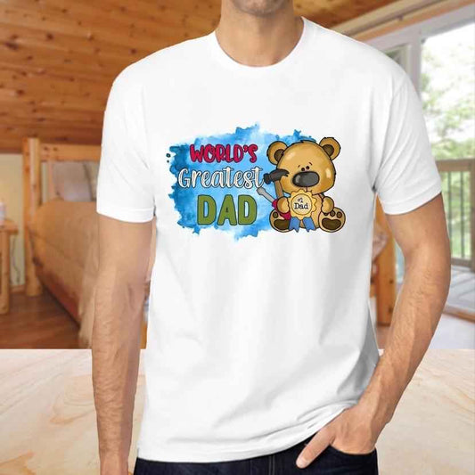 Worlds Greatest Dad Fathers Day Tshirt White Cotton - Snazzy Dudds