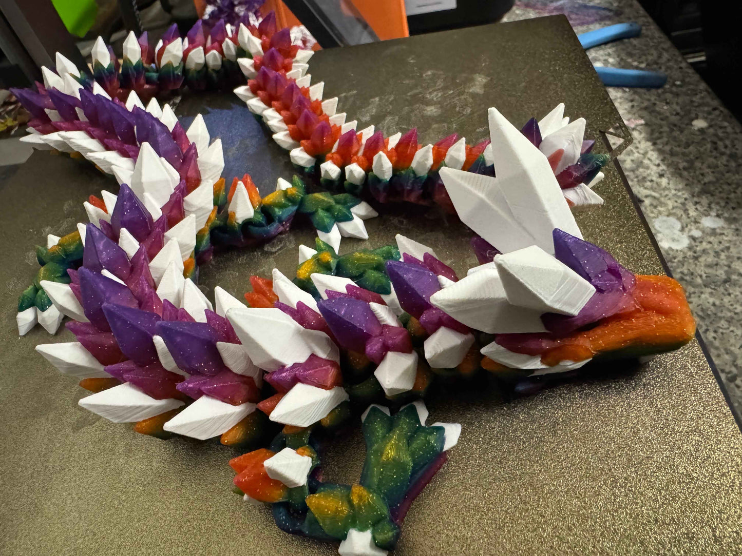 Crystal Dragon Flexible Fidget Large3D Printed Articulated Sensory Toy For ADHD Autism Stimming Adults Kids - Snazzy Dudds