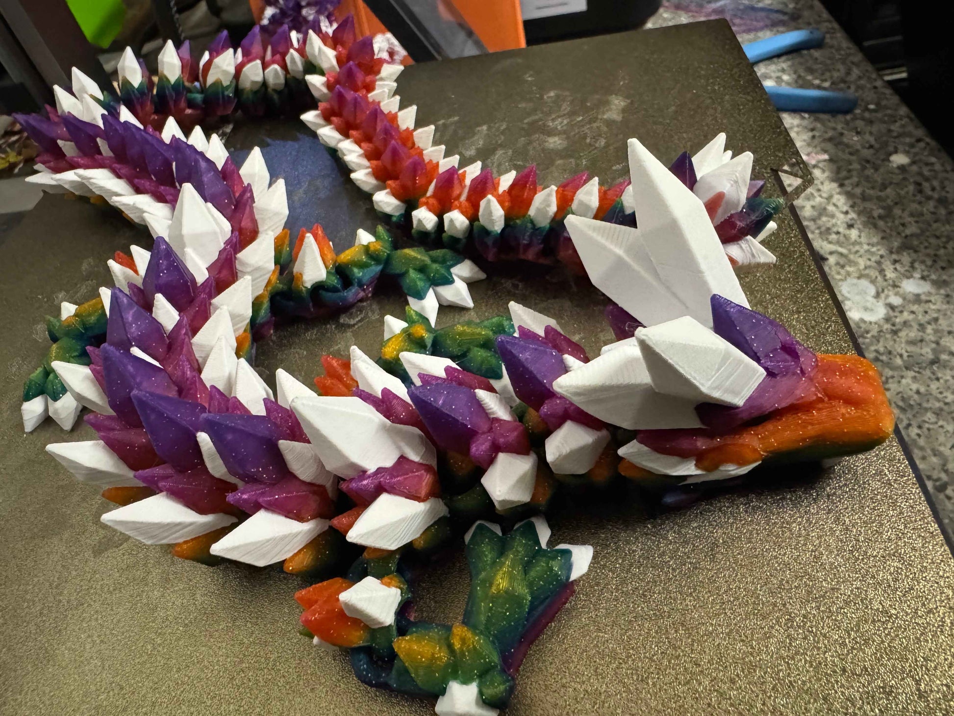 Crystal Dragon Flexible Fidget Large3D Printed Articulated Sensory Toy For ADHD Autism Stimming Adults Kids - Snazzy Dudds