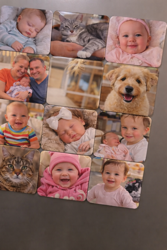 Personalised Photo Fridge Magnets: Custom Family Baby Pet Gift 2.5x2.5 inches - Snazzy Dudds