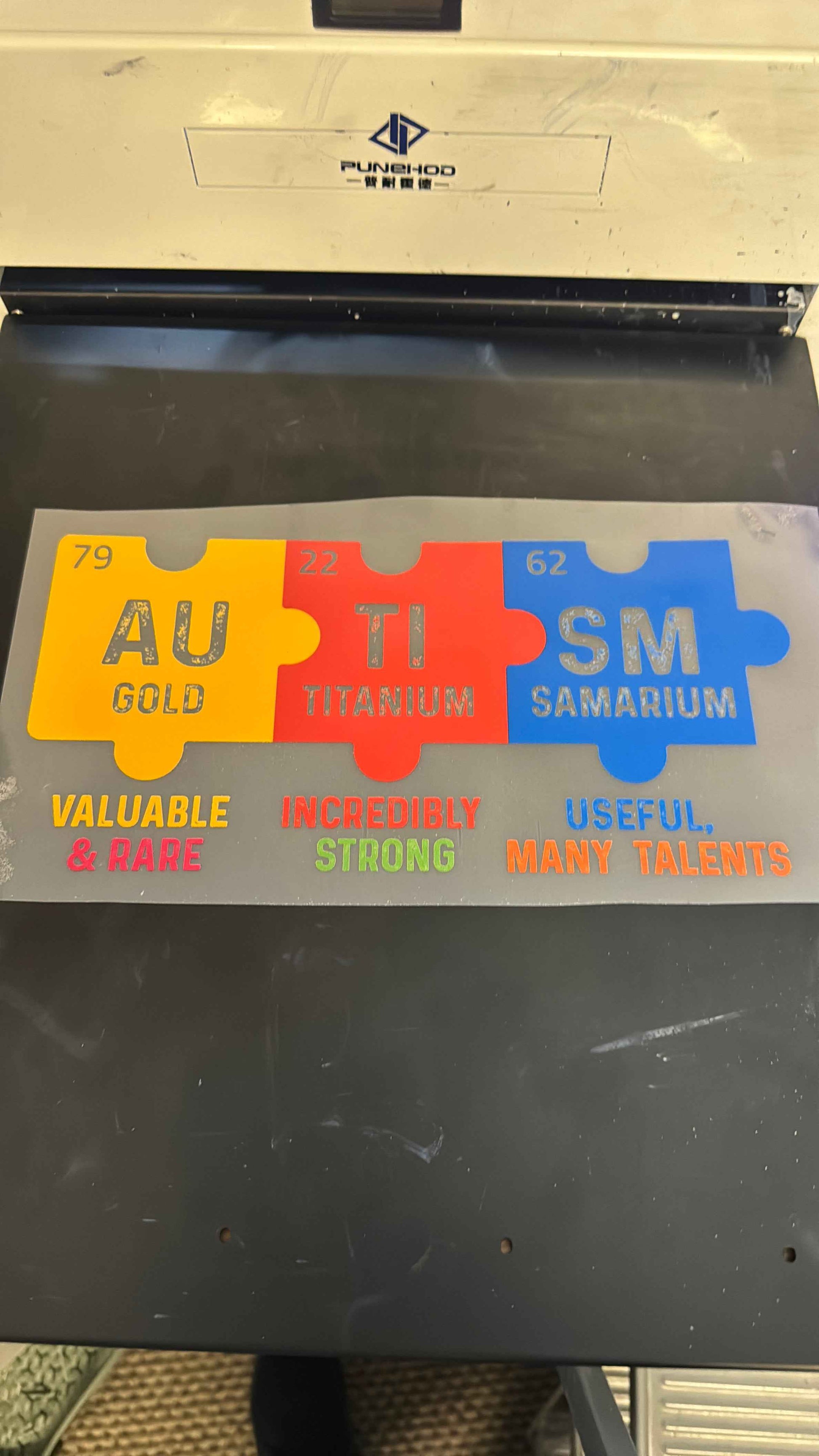 DTF Transfer ONLY  - Autism Periodic Table Transfer Ideal for Tshirts, Pillow Case, Tote Bags, Ready For Press - Snazzy Dudds