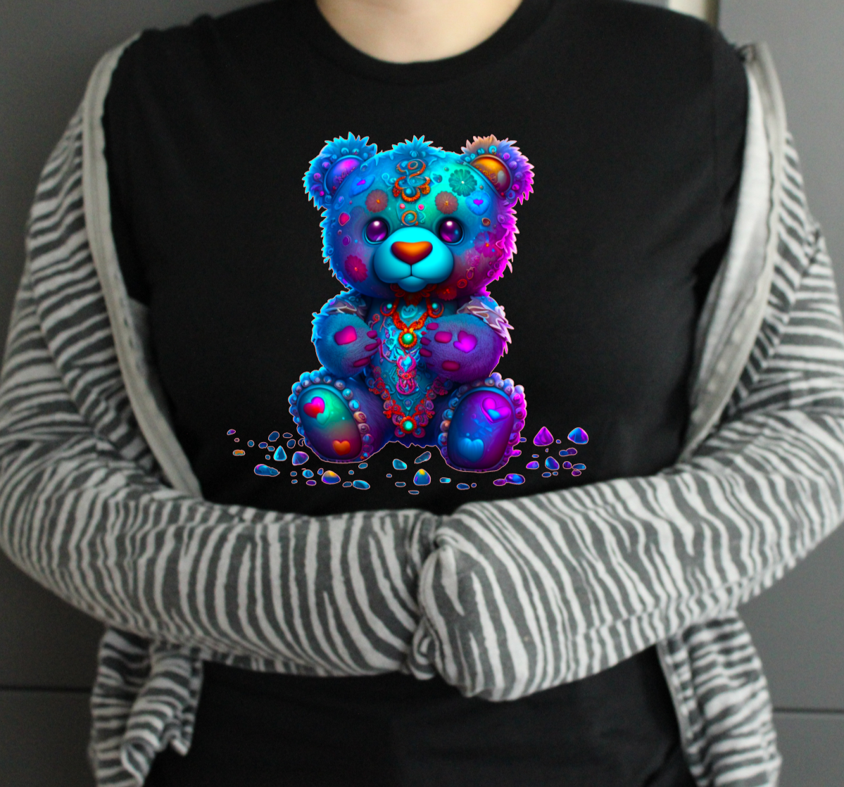 Bear with Gemstones Unisex Crew Neck Tshirt - Snazzy Dudds