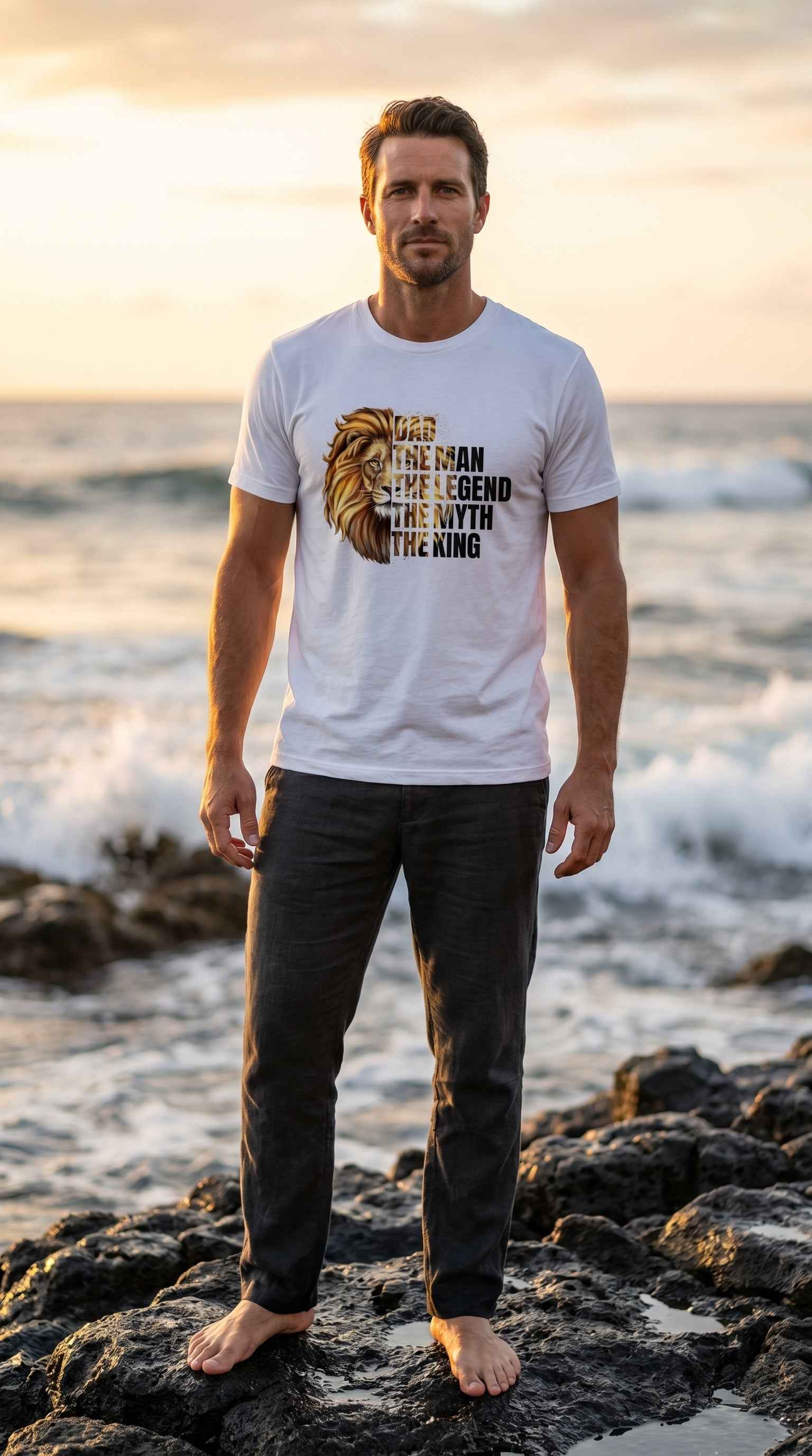 Lion Dad, The Man, The Legend, The Myth, The King Fathers Day Birthday Tshirt Gift - Snazzy Dudds