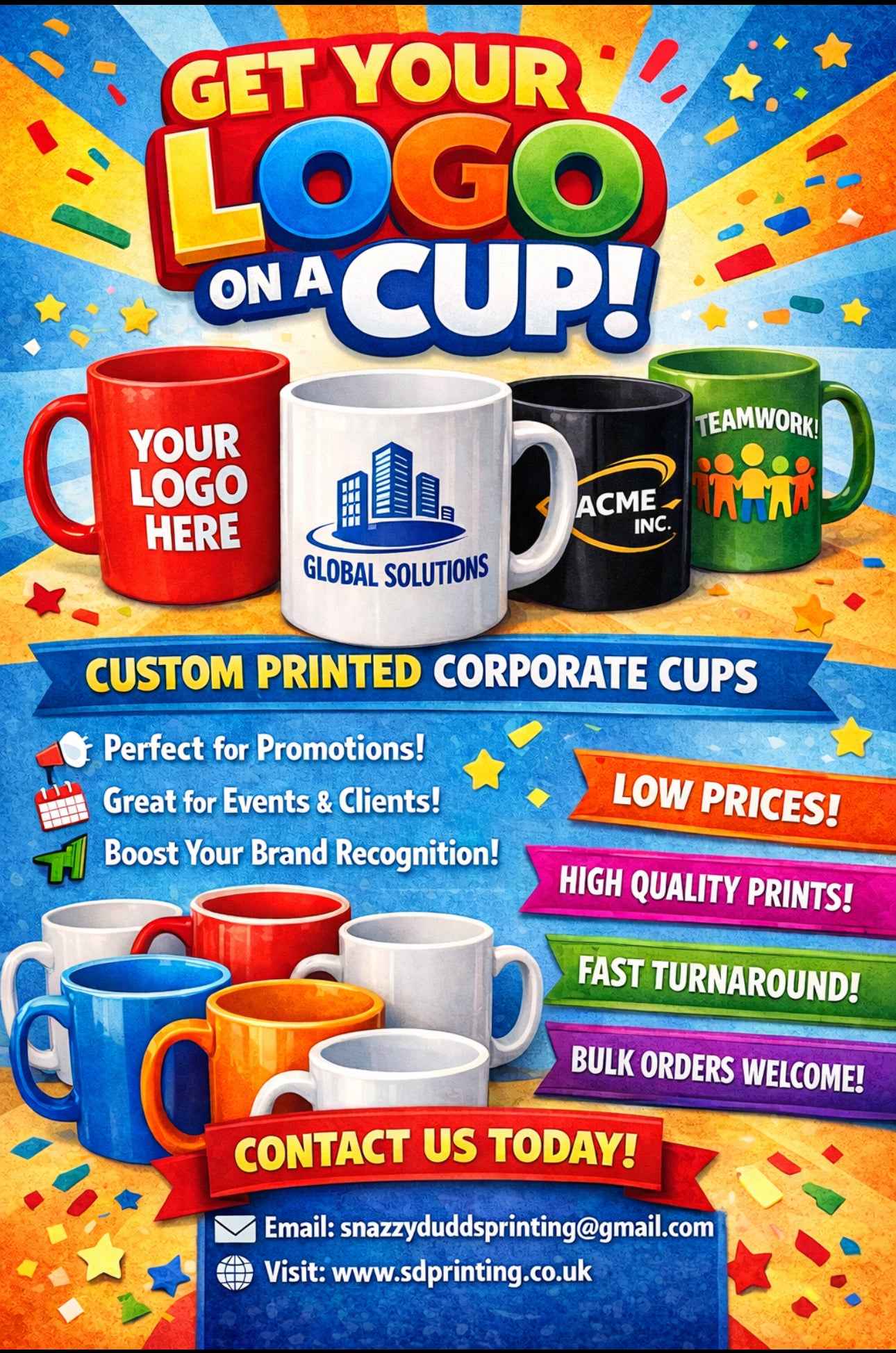 Corporate Events Marketing - Your Company Logo Promotional Gift Cups Bulk Mug - Snazzy Dudds