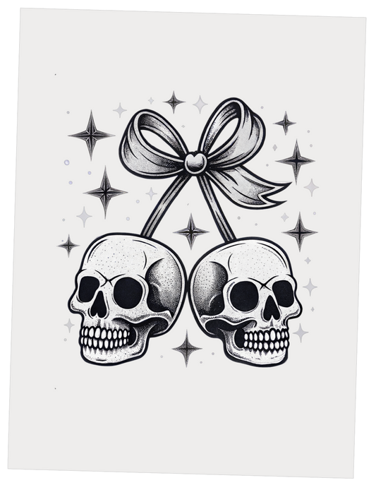 Spooky White Skull Halloween Bow DTF Transfer - Snazzy Dudds