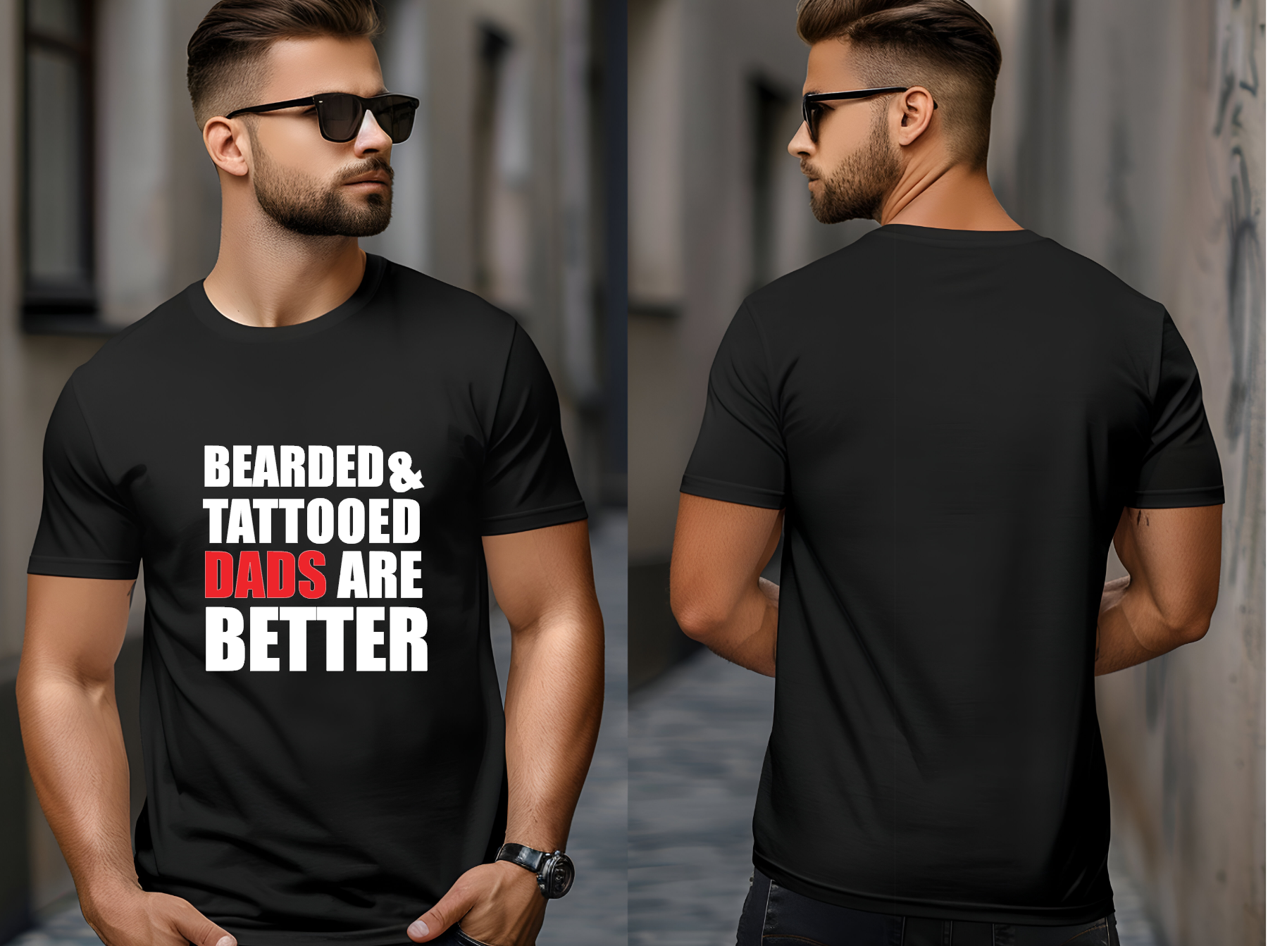 Bearded & Tattooed Dads Are Better - Fathers Day Birthday Tshirt Gift - Snazzy Dudds
