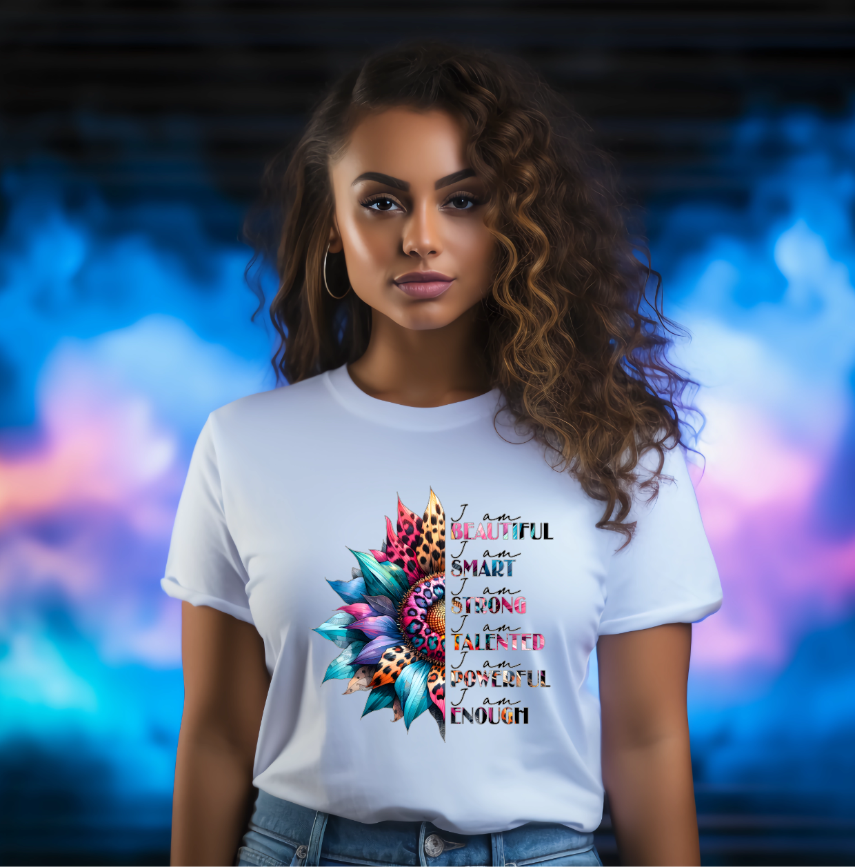Beautiful Smart Strong Talented - Casual Crew Neck White Tshirt Short Short sleeve - Snazzy Dudds