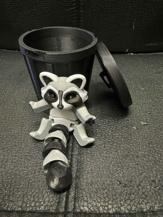 Raccoon & Bin Fidget 3D Pla Printed Articulated Toy for Stress Relief, Kids & Adults ADHD - Snazzy Dudds
