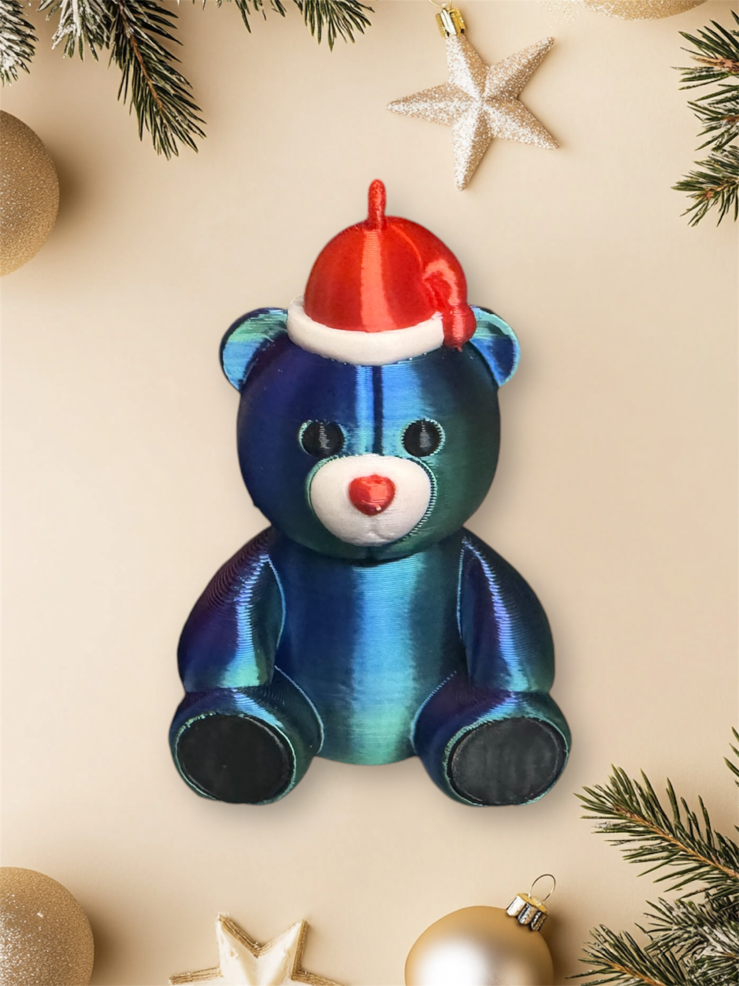 Christmas Bear - 3D Printed Pla Filament Christmas Ornaments for Christmas Tree Decorations, Hanging Christmas Decorations - 1 per order - Snazzy Dudds