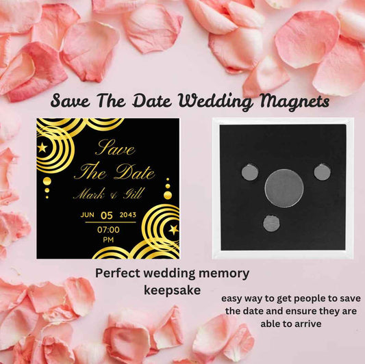 Save The Date Wedding Photo Magnet Gold - Personalised Memory Keepsake - Snazzy Dudds