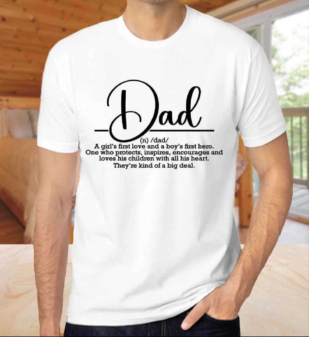 Dad Birthday Fathers Day Tshirt Noun Poem Gift 100% Cotton Casual Crew Neck White - Snazzy Dudds