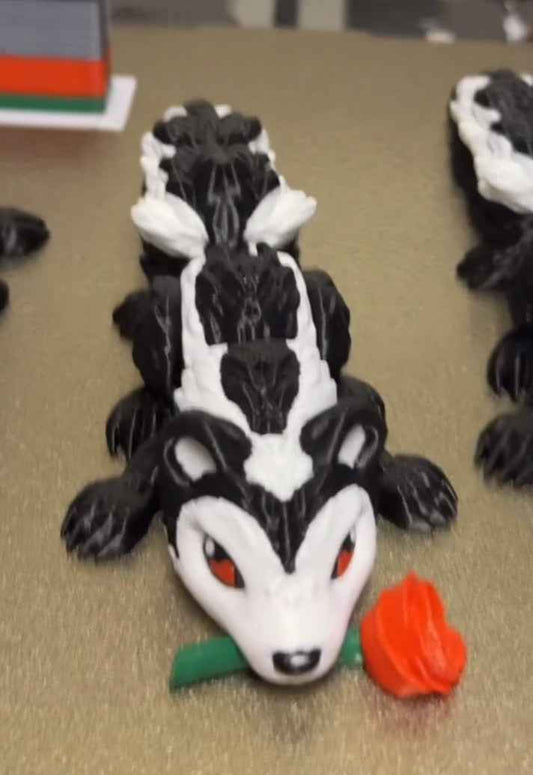 Love Stinks Skunk Valentines Day or Anti Valentine Gift Flexible Fidget multi coloured filament 3D Printed Articulated Sensory Toy For ADHD Autism Stimming Adults Kids - Snazzy Dudds