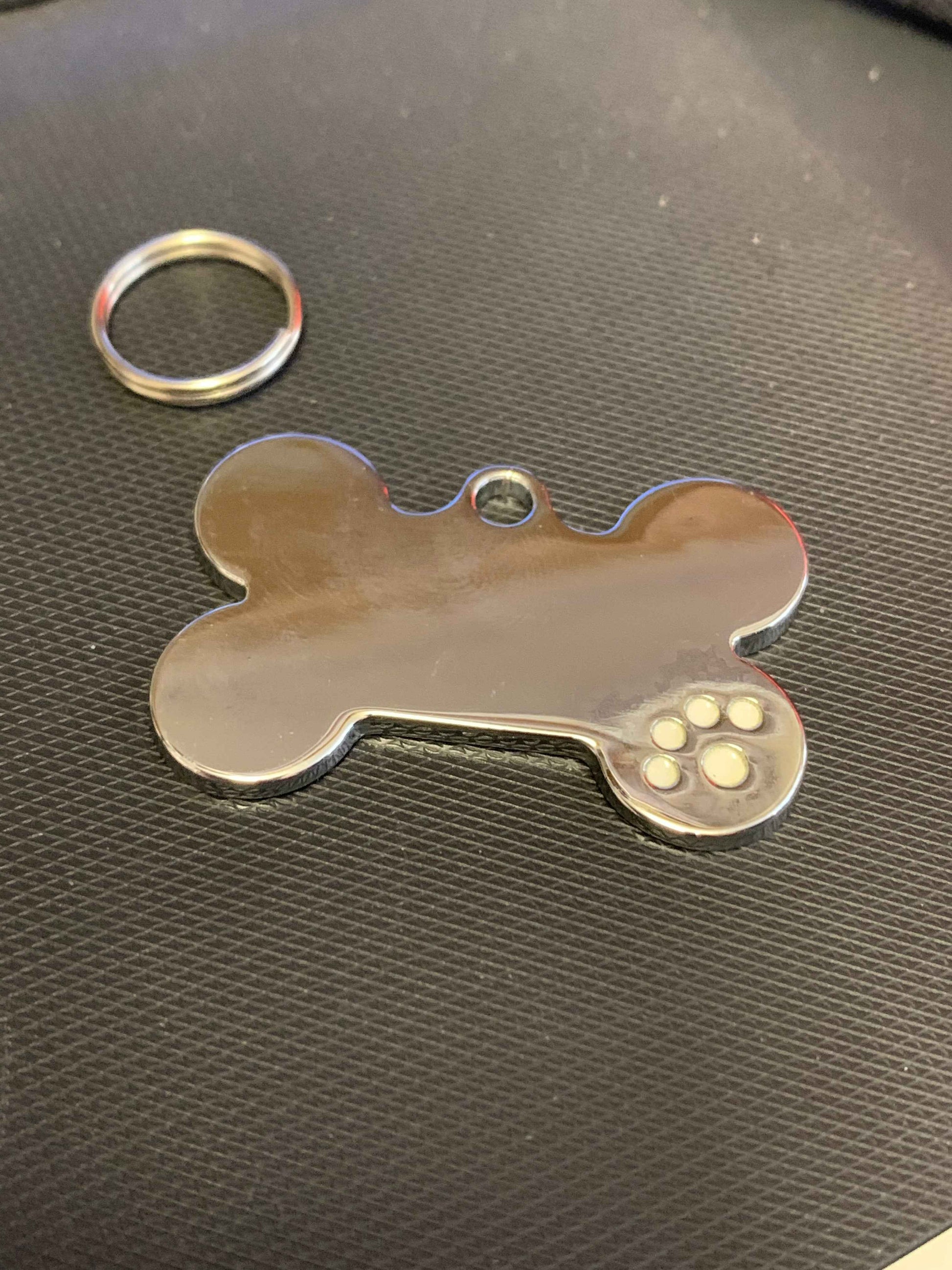 Bone Shape Coloured Paw Dog Puppy, Cat Name ID Engraved Tag - Snazzy Dudds