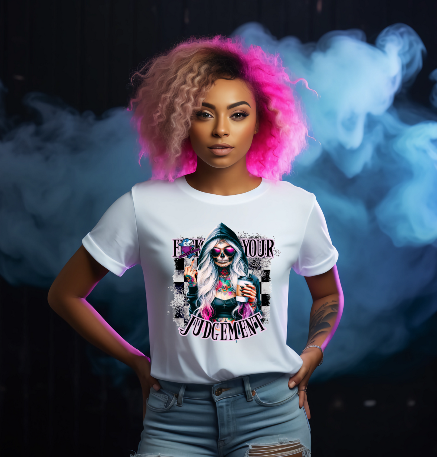 F Your Judgement Gothic Halloween Unisex Crew Neck Tshirt - Snazzy Dudds