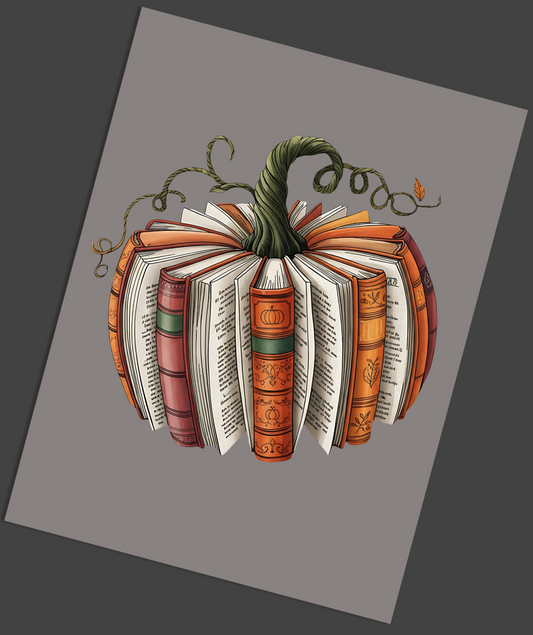 The Autumn Fall Book Pumpkin DTF Transfer - Snazzy Dudds