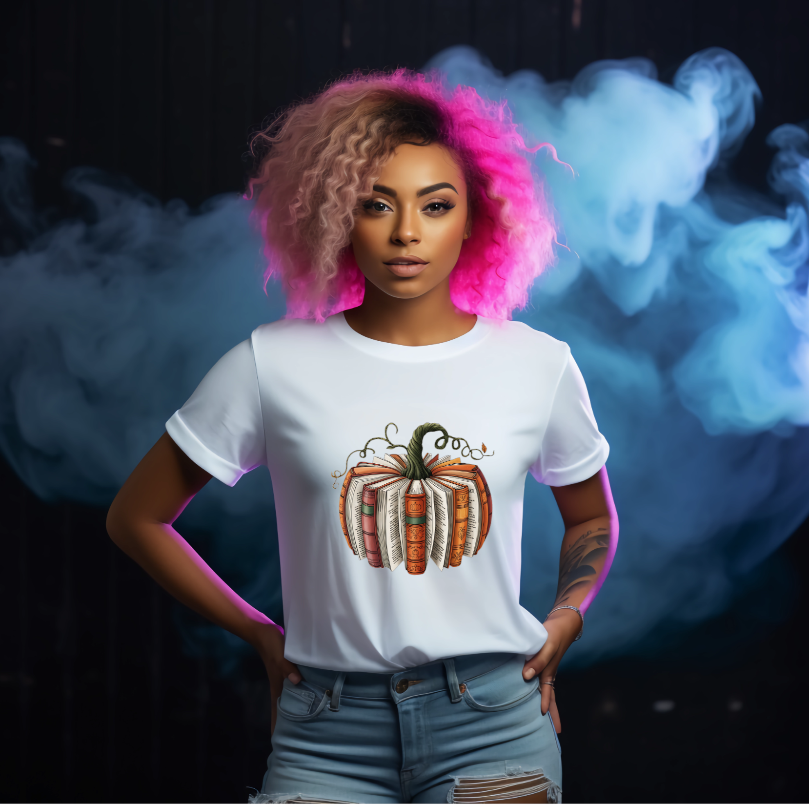 Pumpkin Fall Book Lovers Halloween Unisex Crew Neck Tshirt - Snazzy Dudds