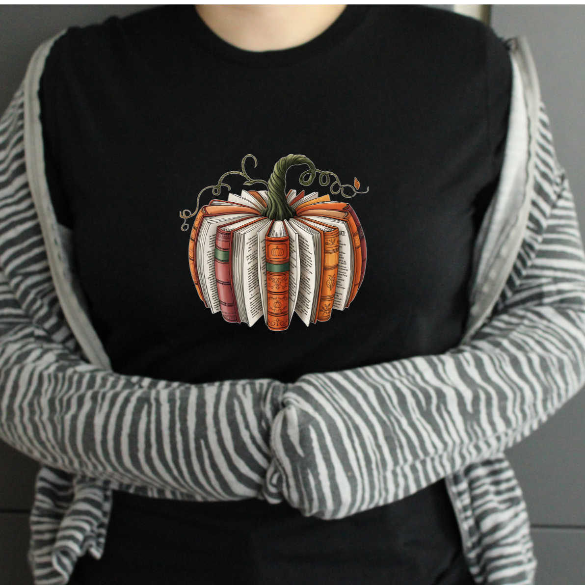 Pumpkin Fall Book Lovers Halloween Unisex Crew Neck Tshirt - Snazzy Dudds