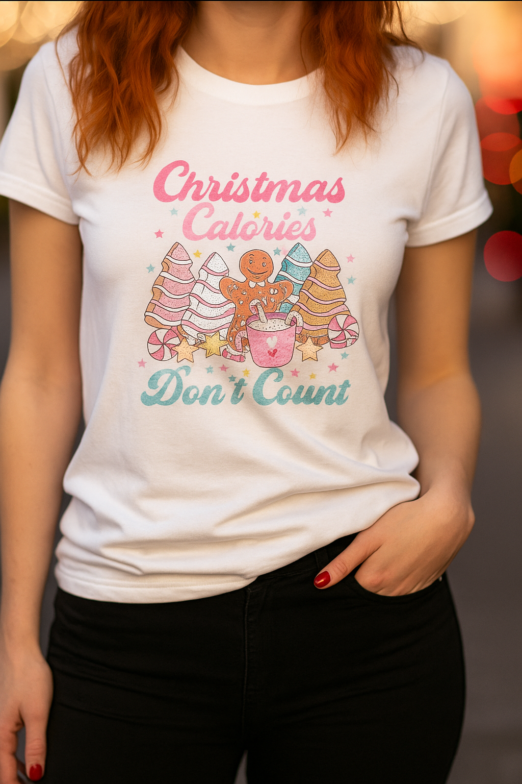 Christmas Calories Don't Count Funny Food Party Baking Christmas Jumper Day Tshirt Casual Crew Neck Womenswear Menswear Cotton Top - Snazzy Dudds