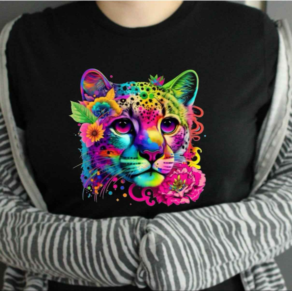 DTF Transfer ONLY - Colourful Cat / Lion - Transfer Ideal for Tshirts, Pillow Case, Tote Bags, Ready For Press - Snazzy Dudds