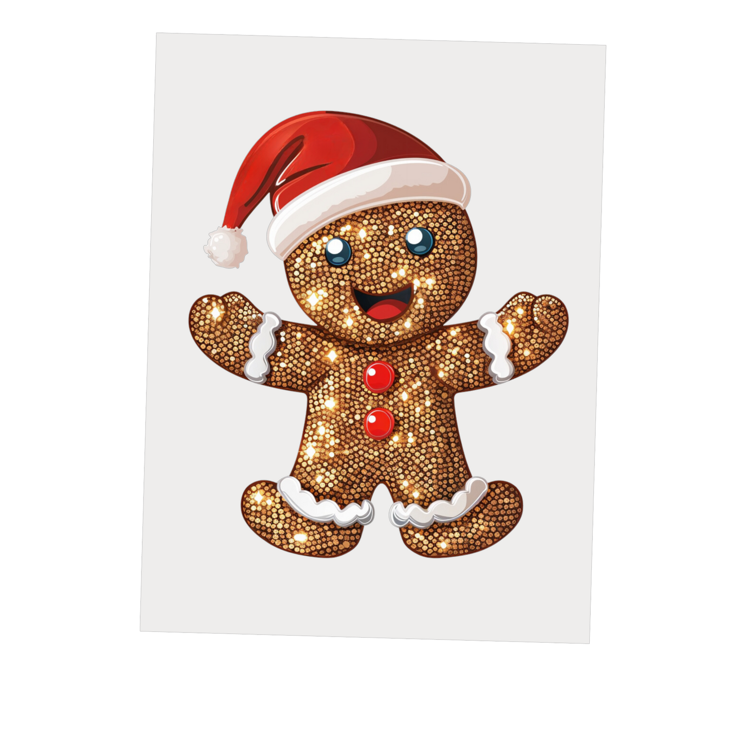 Christmas Gingerbread Man Sparkle DTF Transfer - Snazzy Dudds