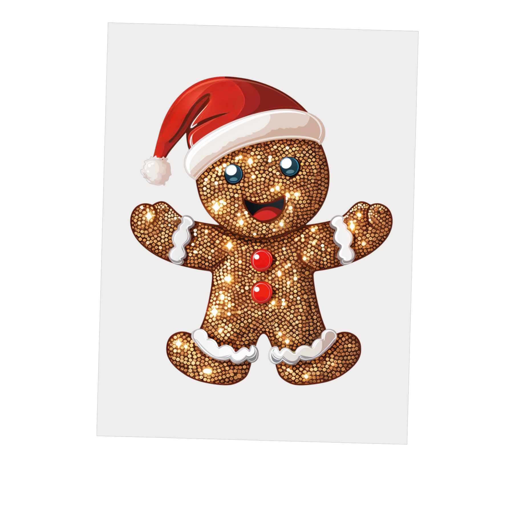 Christmas Gingerbread Man Sparkle DTF Transfer - Snazzy Dudds