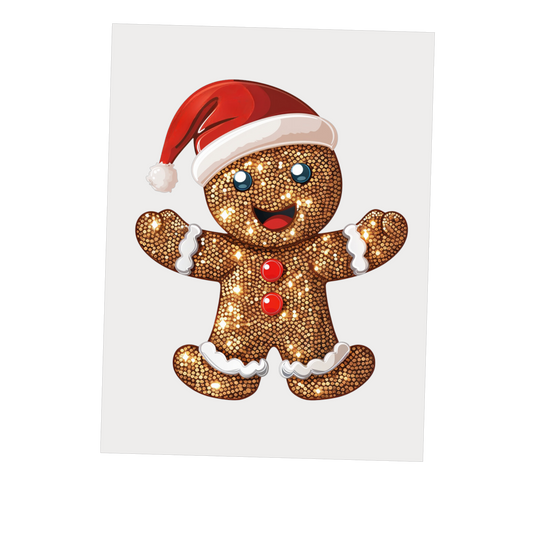 Christmas Gingerbread Man Sparkle DTF Transfer - Snazzy Dudds