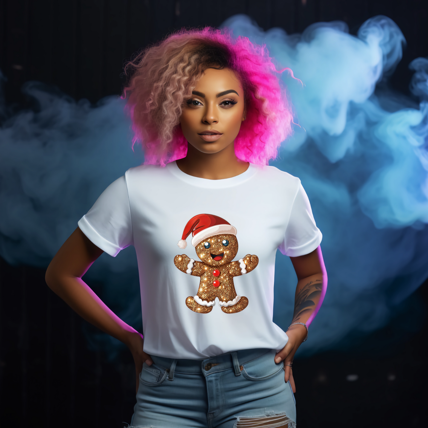 Gingerbread Man Christmas Sparkle Tshirt - Snazzy Dudds