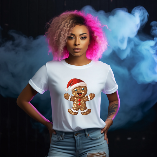 Gingerbread Man Christmas Sparkle Tshirt - Snazzy Dudds