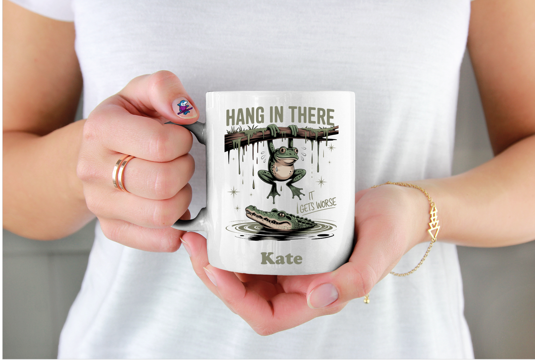 Hang In There It Gets Worse Frog Funny Sarcastic Work Gift 11oz Cup Mug - Snazzy Dudds