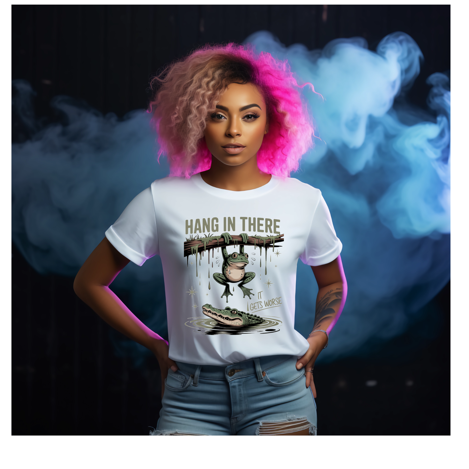 Hang In There It Gets Worse Frog Tshirt - Snazzy Dudds
