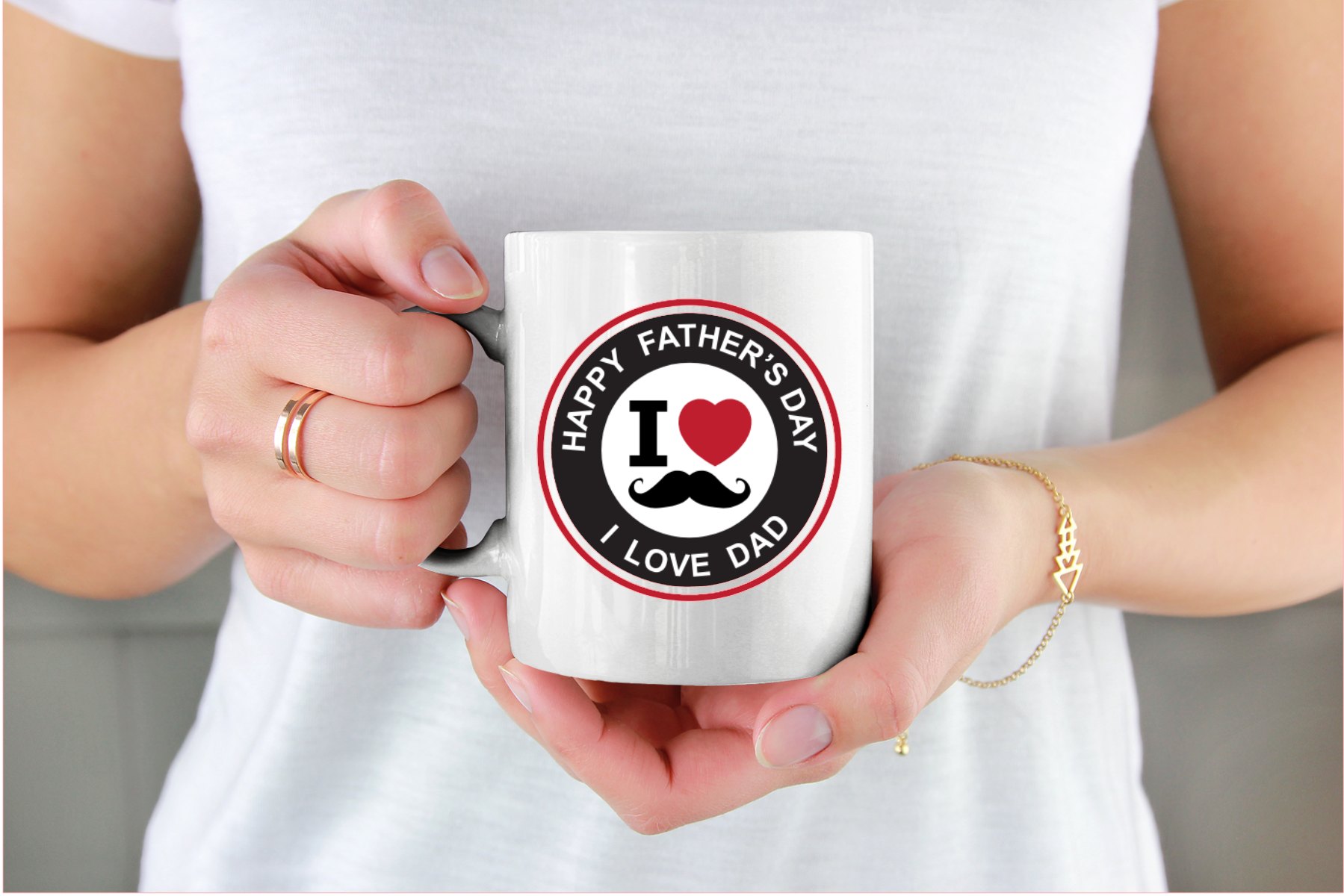 Happy Fathers Day I Love Dad Moustache 11oz Cup Mug - Snazzy Dudds