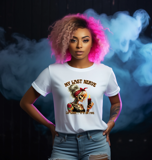 My Last Nerve Gothic Halloween Unisex Crew Neck Tshirt - Snazzy Dudds