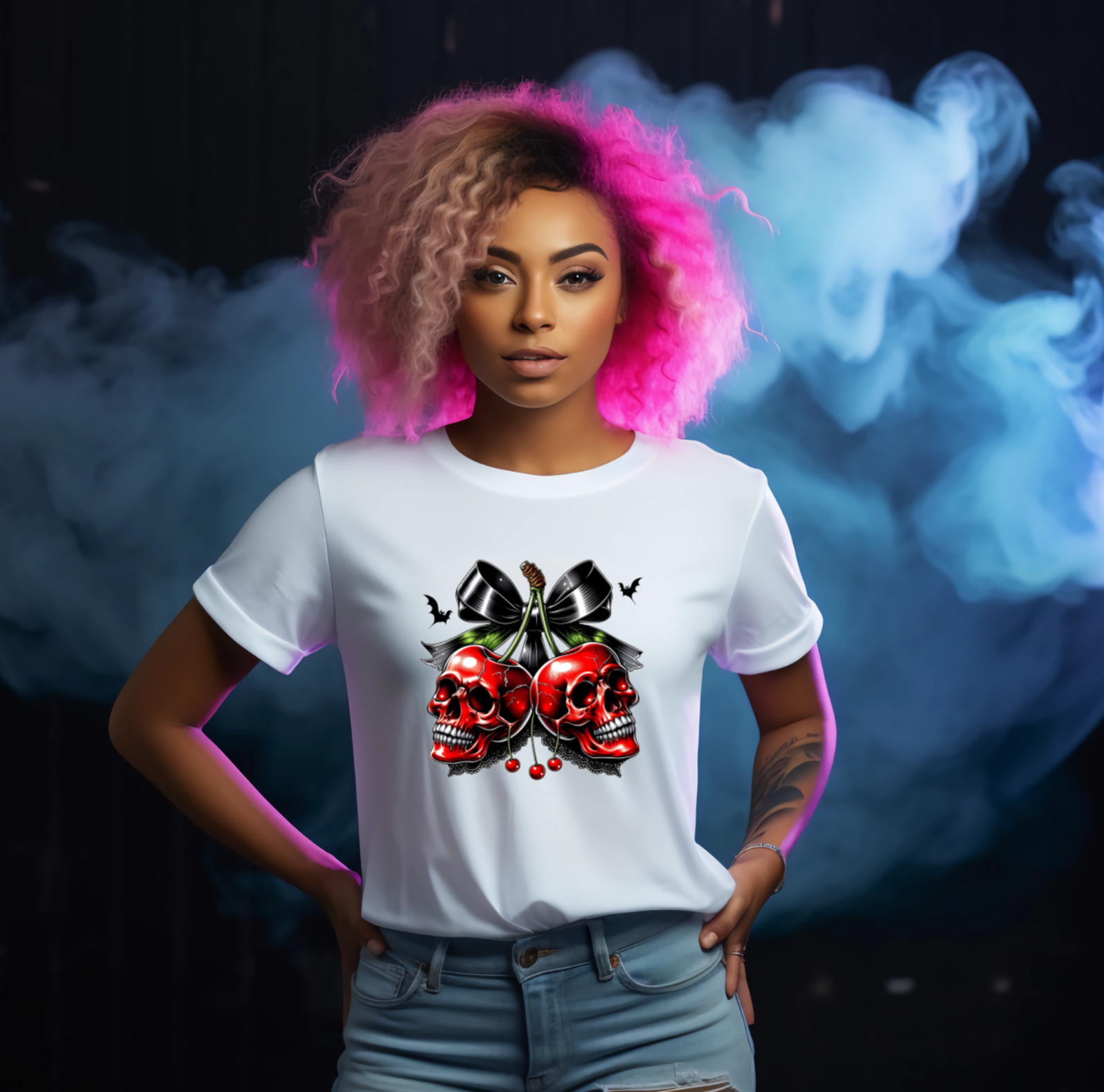 Spooky Red Skull Gothic Halloween Unisex Crew Neck Tshirt - Snazzy Dudds