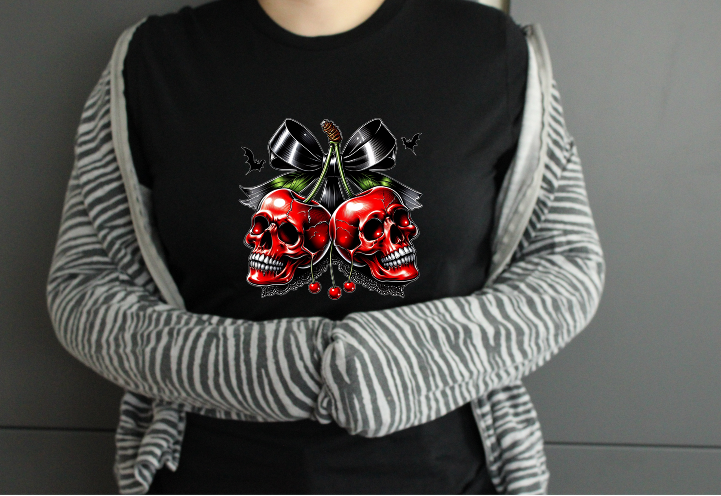 Spooky Red Skull Gothic Halloween Unisex Crew Neck Tshirt - Snazzy Dudds