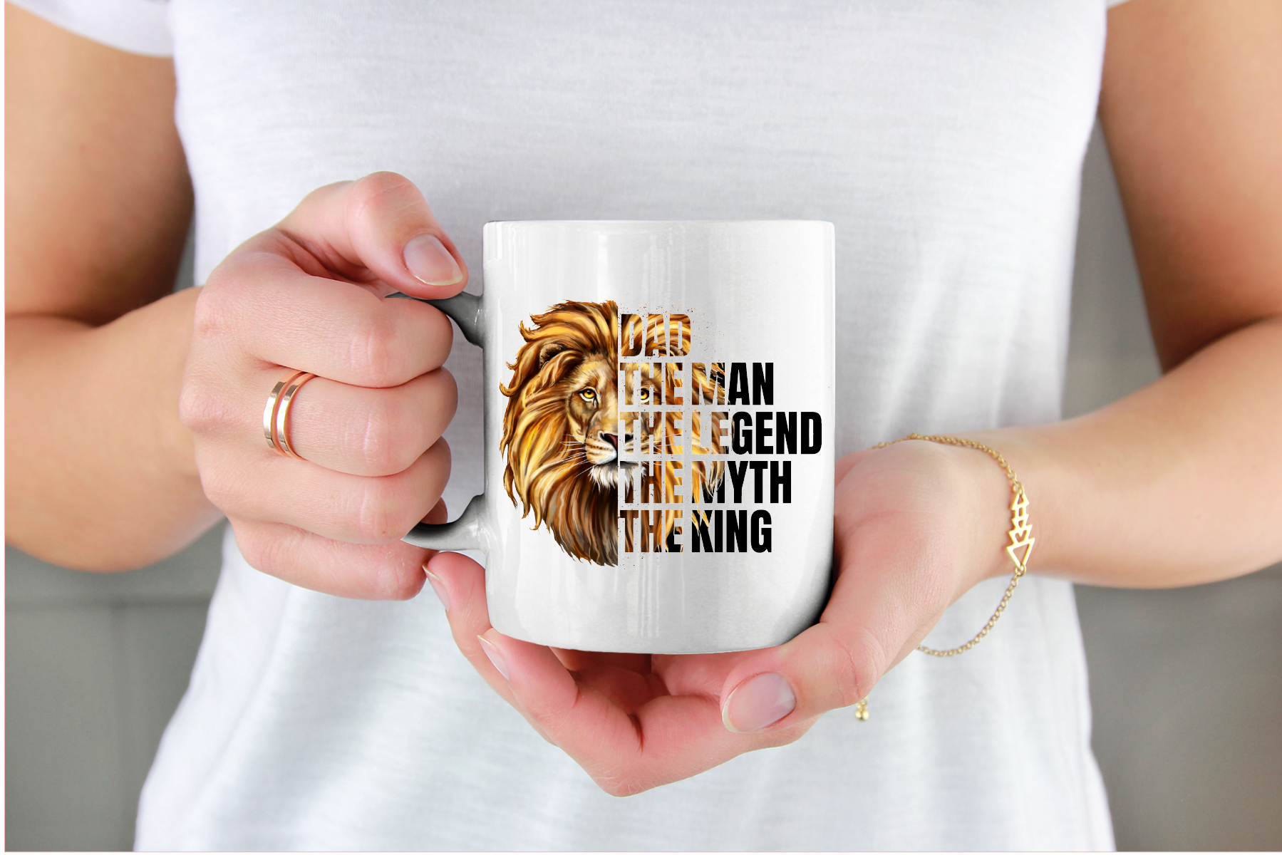 Personalised Dad The Man The Legend The Myth The King - Lion Fathers Day / Birthday / Christmas 11oz Cup Mug - Snazzy Dudds