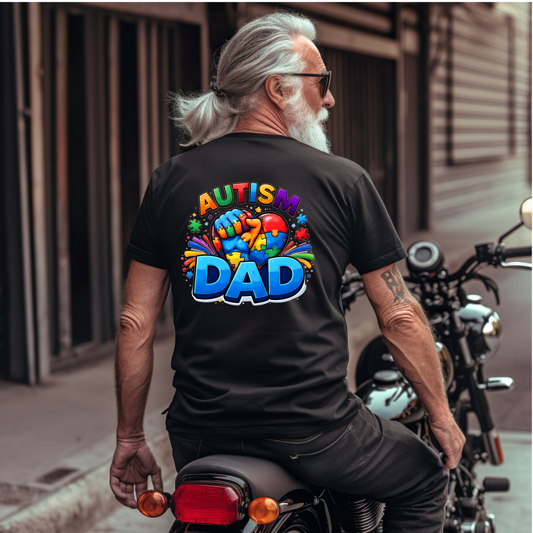 TSHIRT Autism Dad - Fathers Day Birthday Autism Awareness Unisex Casual Crew Neck Tshirt 100% Cotton - Snazzy Dudds
